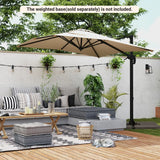 Patio Offset Umbrella with 360 Rotation and 5 Adjustable Tilt 8 Ribs-Beige