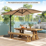 Patio Offset Umbrella with 360 Rotation and 5 Adjustable Tilt 8 Ribs-Beige