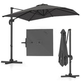 Patio Offset Umbrella with 360 Rotation and 5 Adjustable Tilt 8 Ribs-Grey