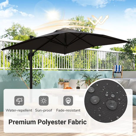 Patio Offset Umbrella with 360 Rotation and 5 Adjustable Tilt 8 Ribs-Grey