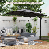 Patio Offset Umbrella with 360 Rotation and 5 Adjustable Tilt 8 Ribs-Grey