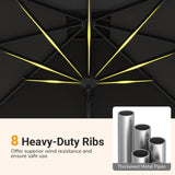 Patio Offset Umbrella with 360 Rotation and 5 Adjustable Tilt 8 Ribs-Black