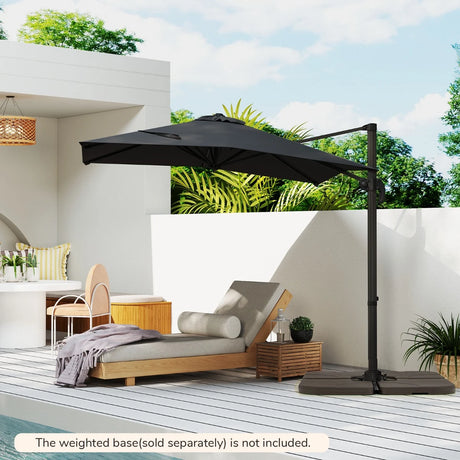 Patio Offset Umbrella with 360 Rotation and 5 Adjustable Tilt 8 Ribs-Black