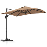 Patio Offset Umbrella with 360 Rotation and 5 Adjustable Tilt 8 Ribs-Brown