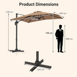 Patio Offset Umbrella with 360 Rotation and 5 Adjustable Tilt 8 Ribs-Brown