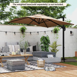Patio Offset Umbrella with 360 Rotation and 5 Adjustable Tilt 8 Ribs-Brown