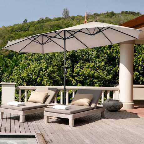 460 cm Double Sided Outdoor Umbrella with Crank Handle-Beige