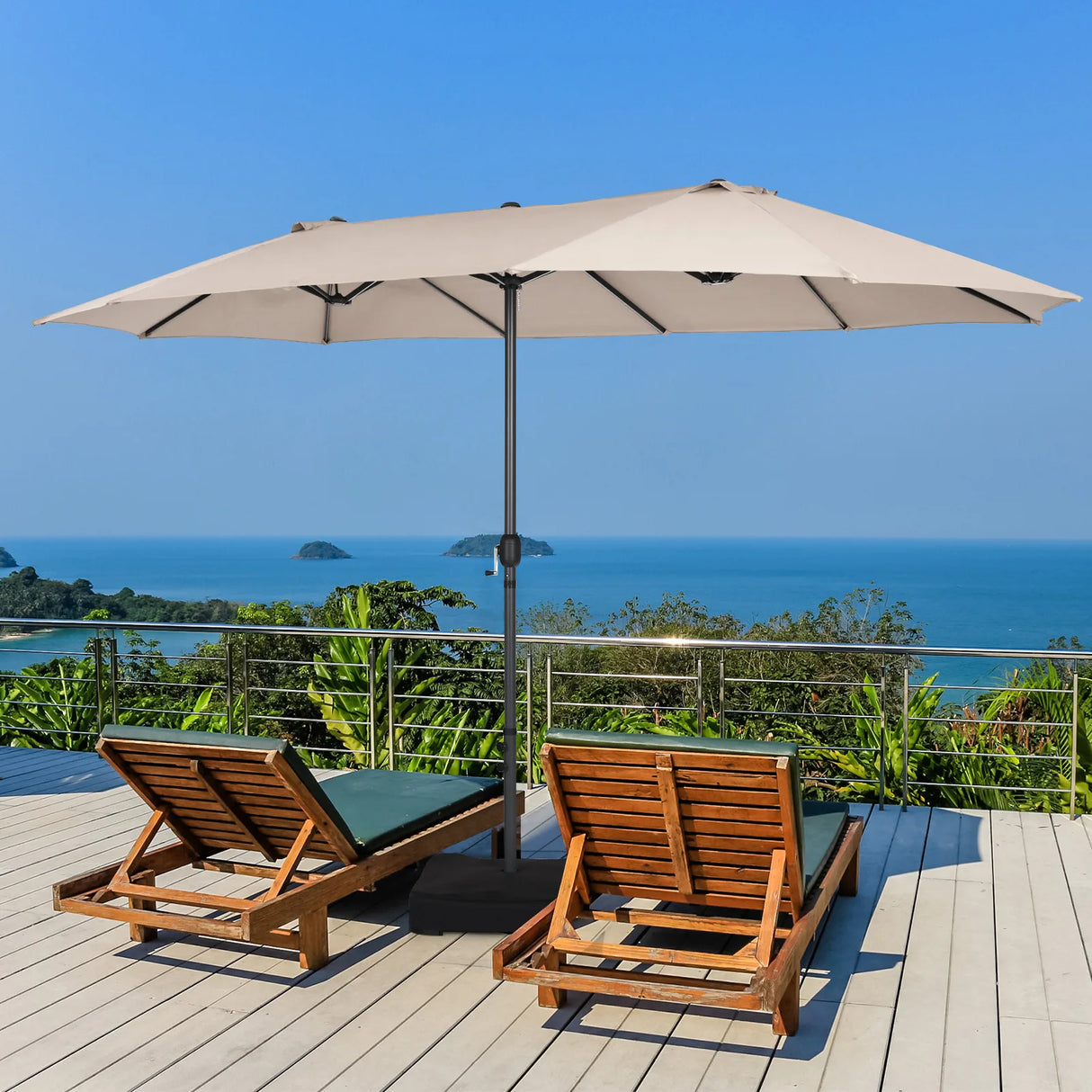 460 cm Double Sided Outdoor Umbrella with Crank Handle-Beige