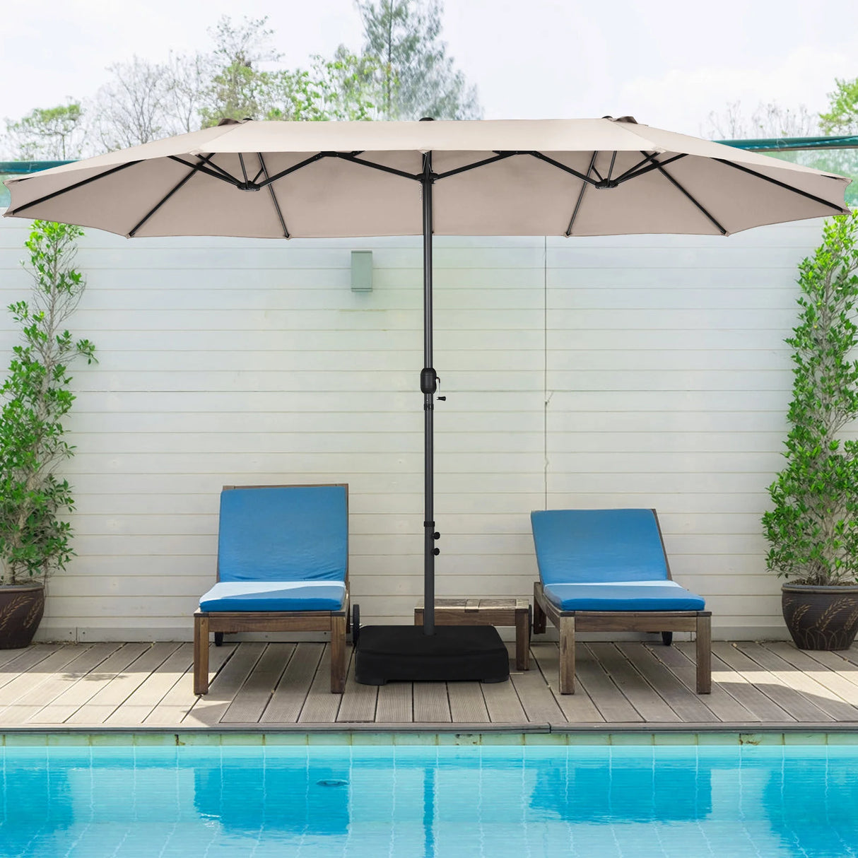 460 cm Double Sided Outdoor Umbrella with Crank Handle-Beige