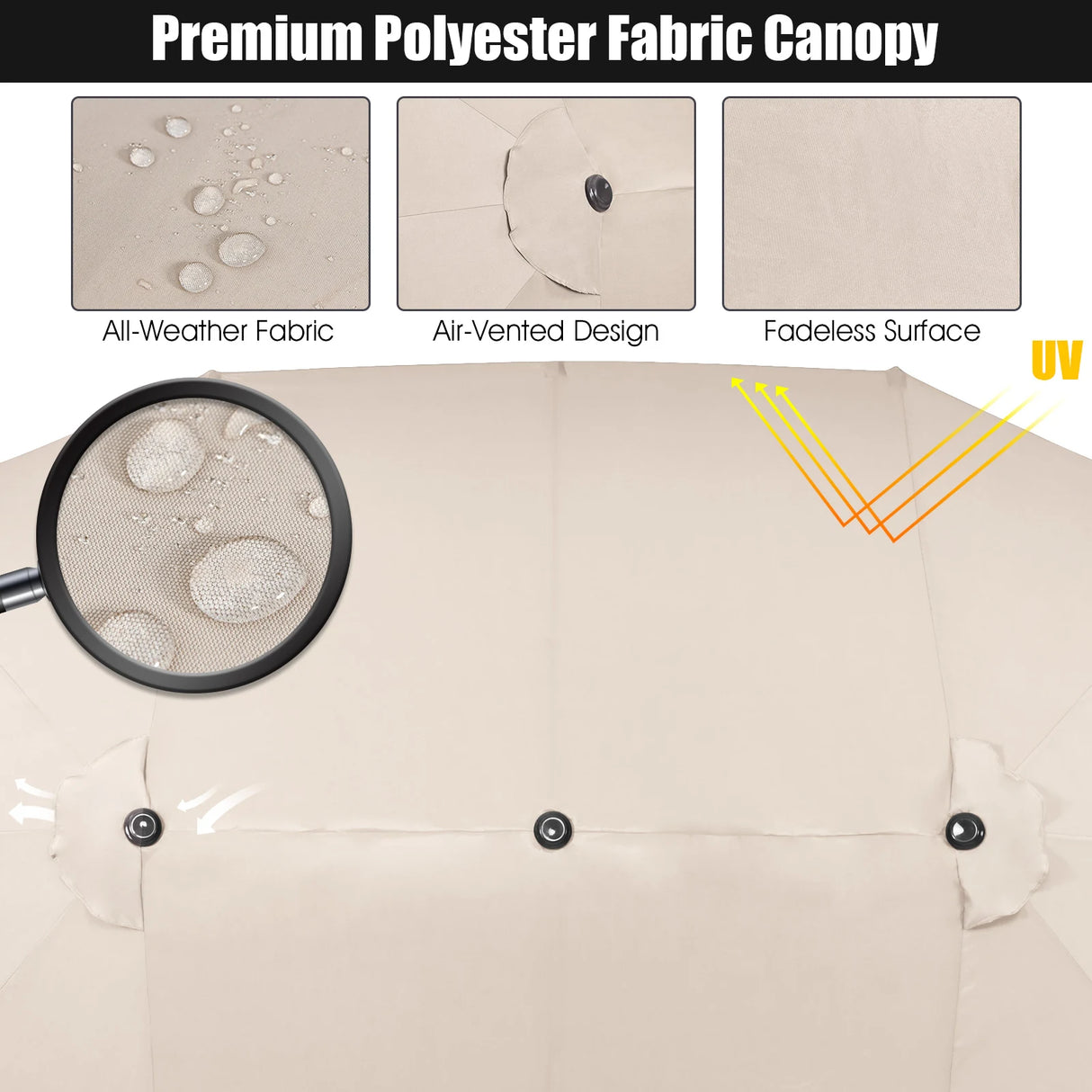460 cm Double Sided Outdoor Umbrella with Crank Handle-Beige