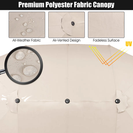 460 cm Double Sided Outdoor Umbrella with Crank Handle-Beige