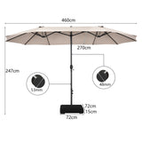 460 cm Double Sided Outdoor Umbrella with Crank Handle-Beige