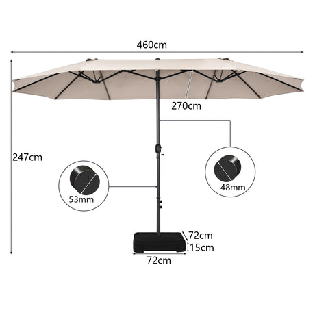 460 cm Double Sided Outdoor Umbrella with Crank Handle-Beige