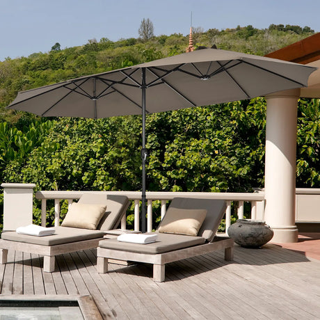 460 cm Double Sided Outdoor Umbrella with Crank Handle-Brown