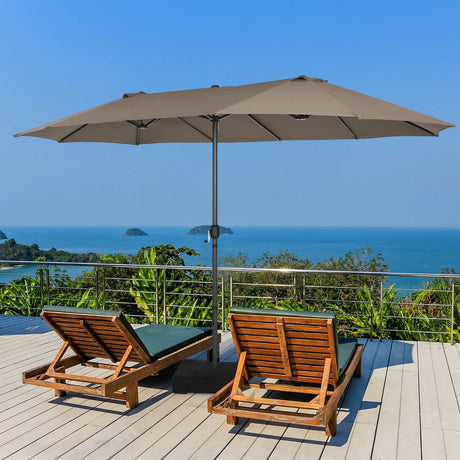 460 cm Double Sided Outdoor Umbrella with Crank Handle-Brown