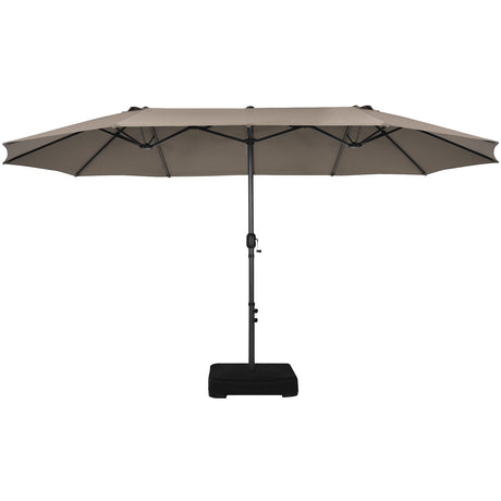 460 cm Double Sided Outdoor Umbrella with Crank Handle-Brown