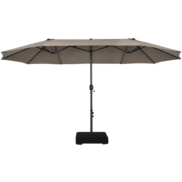 460 cm Double Sided Outdoor Umbrella with Crank Handle-Brown