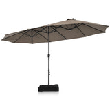 460 cm Double Sided Outdoor Umbrella with Crank Handle-Brown