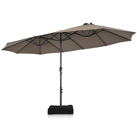 460 cm Double Sided Outdoor Umbrella with Crank Handle-Brown