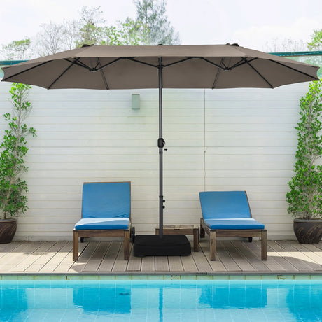 460 cm Double Sided Outdoor Umbrella with Crank Handle-Brown