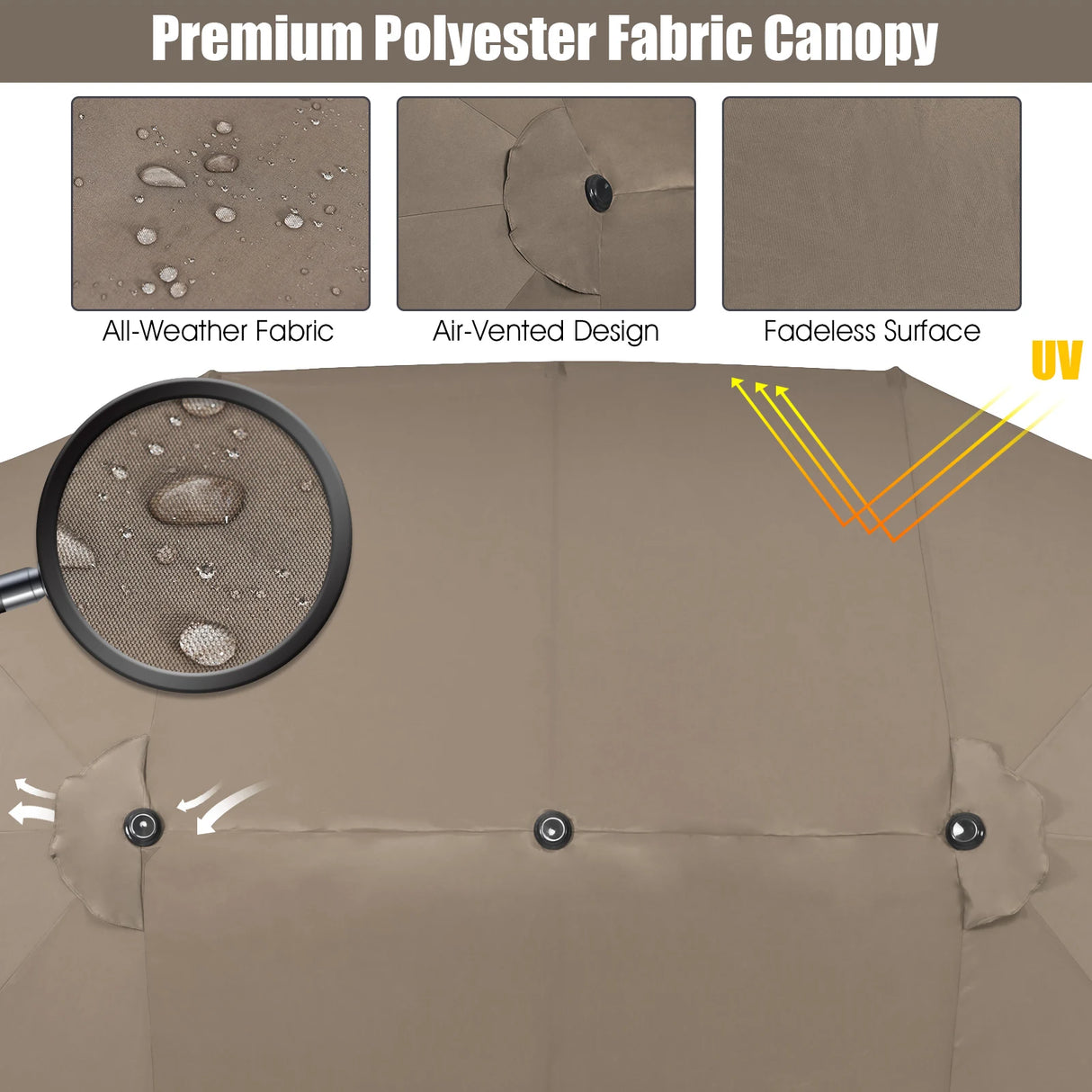460 cm Double Sided Outdoor Umbrella with Crank Handle-Brown
