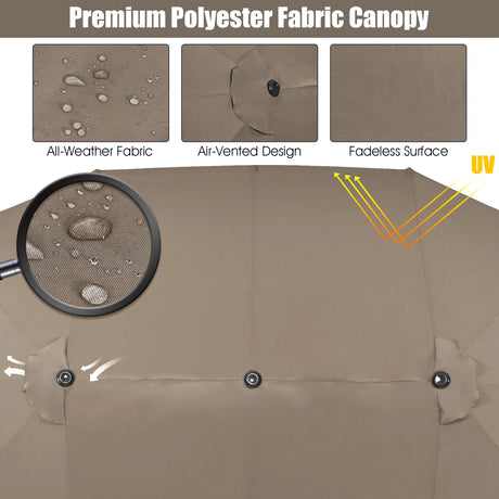 460 cm Double Sided Outdoor Umbrella with Crank Handle-Brown