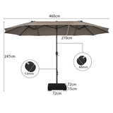 460 cm Double Sided Outdoor Umbrella with Crank Handle-Brown