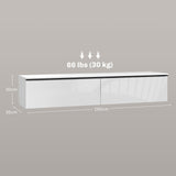 HOMCOM 160cm High Gloss Floating TV Unit Stand for TVs up to 70", Wall Mounted TV Cabinet with Storage Cupboards, White