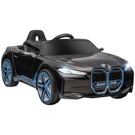 HOMCOM BMW i4 Licensed 12V Kids Electric Ride-On Car, with Remote Control, Portable Battery, Music, Horn, Headlights - Black
