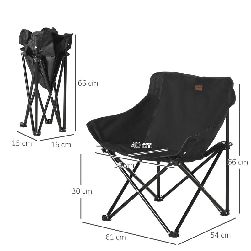 Outsunny Camping Chair, Lightweight Folding Chair with Carrying Bag and Storage Pocket, Perfect for Festivals, Fishing, Beach and Hiking, Black