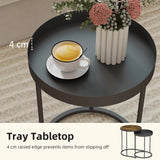 HOMCOM Round Nesting Side Table Set of 2 - Rustic Brown