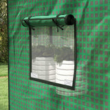 Outsunny Greenhouse Cover Replacement Walk-in PE Hot House Cover with Roll-up Door and Windows, 140 x 73 x 190cm, Green