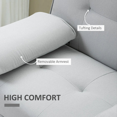 HOMCOM Fabric Click Clack Sofa Bed with 2 Cup Holders, Convertible Futon Settee, Futon Recliner Lounge for Living Room, Spare Room, Bedroom, Grey