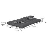 Outsunny Back and Seat Cushion Replacement with 2 Pillows, Patio Chair Cushions Set with Ties, Charcoal Grey