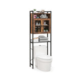 Over-The-Toilet Storage Cabinet with Heavy-Duty Metal Frame 2-door Freestanding-Rustic Brown