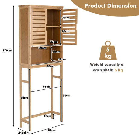 3-Tier Bamboo cabinet with Adjustable and Removable Shelf for Bathroom