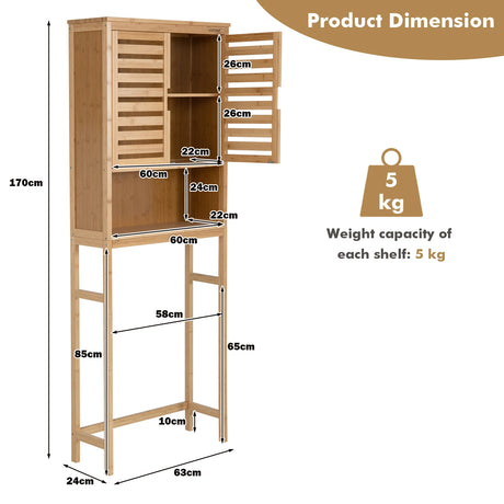 3-Tier Bamboo cabinet with Adjustable and Removable Shelf for Bathroom