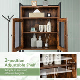 Over-The-Toilet Storage Cabinet with Heavy-Duty Metal Frame 2-door Freestanding-Rustic Brown