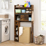 Over The Toilet Storage Cabinet with Sliding Barn Door and Adjustable Shelves-Rustic Brown