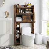 Over The Toilet Storage Cabinet with Sliding Barn Door and Adjustable Shelves-Rustic Brown