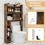 Over The Toilet Storage Cabinet with Sliding Barn Door and Adjustable Shelves-Rustic Brown