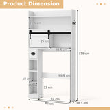 Over The Toilet Storage Cabinet with Sliding Barn Door and Adjustable Shelves-White