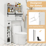 Over The Toilet Storage Cabinet with Sliding Barn Door and Adjustable Shelves-White