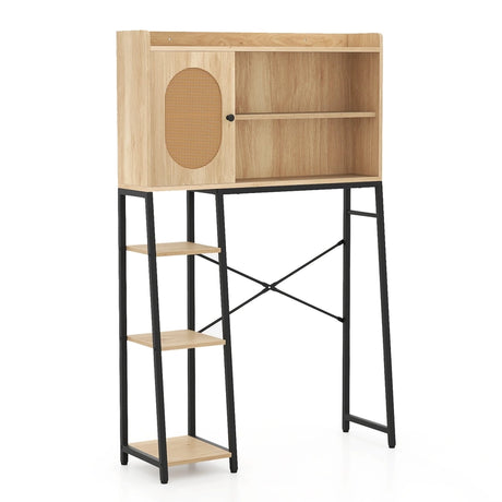 Over The Toilet Storage Cabinet with PE Rattan Door and Adjustable Shelf-Natural
