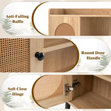 Over The Toilet Storage Cabinet with PE Rattan Door and Adjustable Shelf-Natural