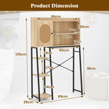 Over The Toilet Storage Cabinet with PE Rattan Door and Adjustable Shelf-Natural