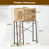 Over The Toilet Storage Cabinet with PE Rattan Door and Adjustable Shelf-Natural