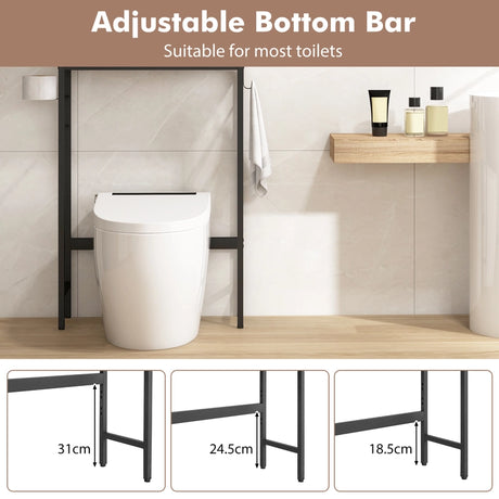 Over The Toilet Storage Cabinet with 2 Doors and Adjustable Shelf-Natural