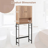 Over The Toilet Storage Cabinet with 2 Doors and Adjustable Shelf-Natural