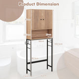 Over The Toilet Storage Cabinet with 2 Doors and Adjustable Shelf-Natural